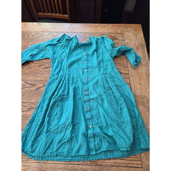 Gudrun Sjoden blue/green cotton pocketed tunic dress sz XS - Picture 1 of 4